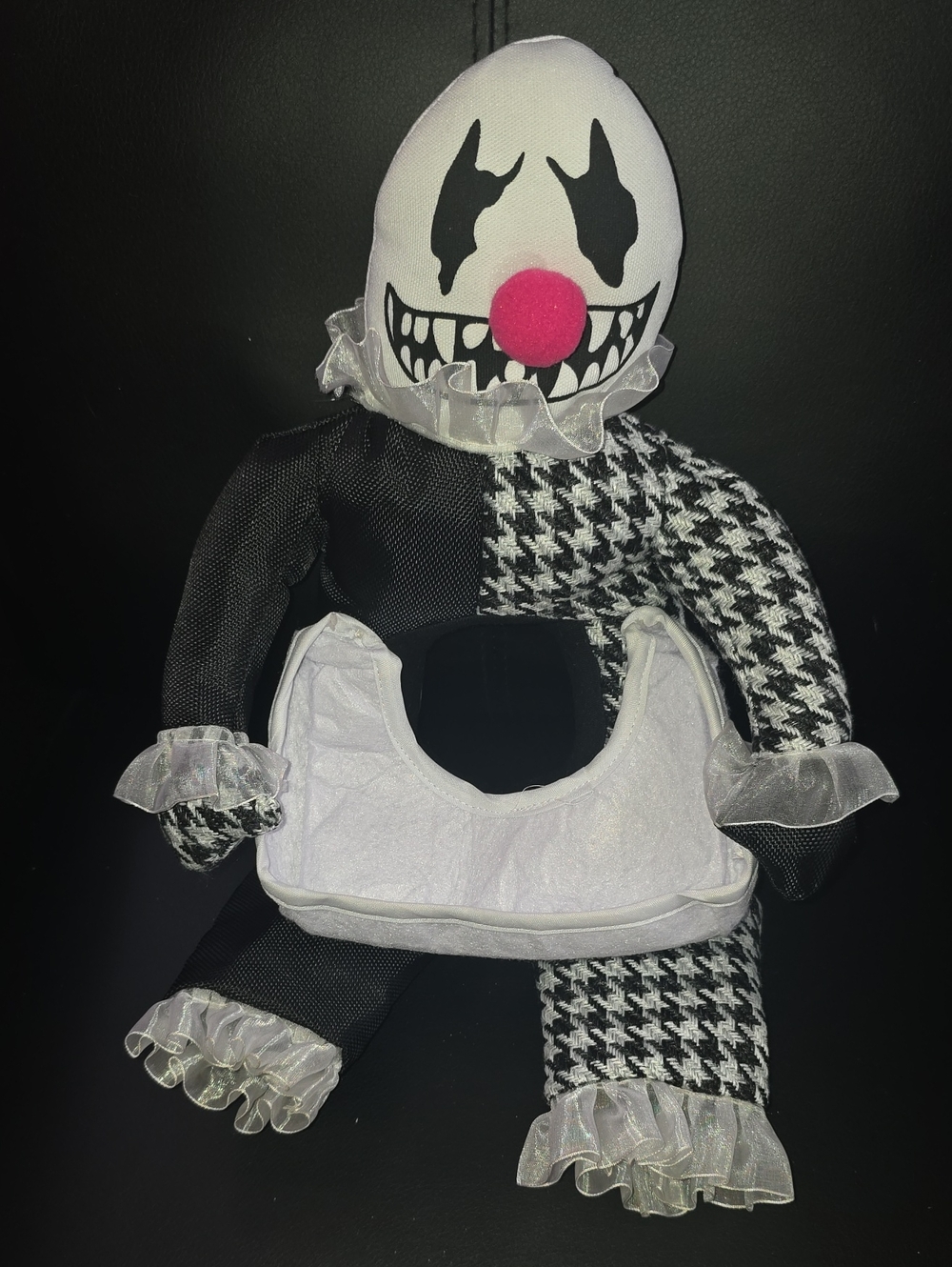 PET Creepy Clown Kids Costume Plush Accessory - Black & White